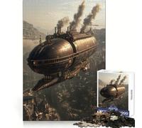Puzzle Steampunk con dirigibile sopra la città, 1000 pezzi, per adulti, ideale come regalo, gioco di logica, svago leggero, bordi puliti, regalo delizioso 38x26cm