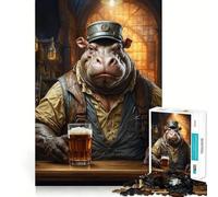Puzzle Steampunk con ippopotamo e birra artigianale 1000 pezzi per adulti e ragazzi ideale per migliorare la memoria rilassare la mente e creare un'atmosfera magica perfetto come regalo di Natale