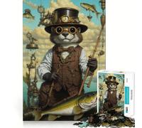 Puzzle Steampunk con lontra che pesca, 1000 pezzi, per adulti, gioco di logica, per il tempo libero a casa, taglio preciso, regalo speciale 38x52cm