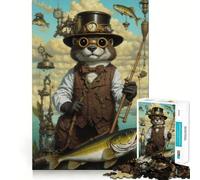 Puzzle Steampunk con lontra che pesca, 1000 pezzi, per ragazzi, gioco di logica, leggero e rilassante, taglio preciso, regalo classico 50x75cm