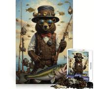 Puzzle Steampunk con orso che pesca, 1000 pezzi, gioco di logica e antistress per ragazzi, ideale come regalo di Babbo Natale 50x75cm