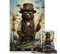 Puzzle Steampunk con orso che pesca, 1000 pezzi, per adulti, stimola la memoria, divertimento in famiglia, assemblaggio del modello, desiderio di Babbo Natale 38x26cm