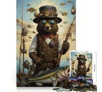 Puzzle Steampunk con orso pescatore per ragazzi, 1000 pezzi, gioco di logica, divertimento al chiuso, bordi precisi, pezzo da collezione 38x52cm