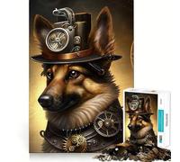 Puzzle Steampunk con pastore tedesco per ragazzi, 1000 pezzi, attività per allenare la mente a casa, bordi precisi, regalo festivo 50x75cm