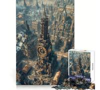 Puzzle Steampunk con torre dell'orologio e paesaggio urbano per ragazzi, 1000 pezzi, gioco per allenare la mente, attività per la casa, taglio di precisione, decorazione murale 38x52cm