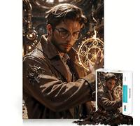 Puzzle Steampunk da 1000 pezzi con mago e cerchio luminoso, ideale per adulti, con design logico, per un piacevole svago, con bordi ben definiti 38x52cm