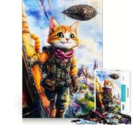 Puzzle Steampunk Gatto Avventuriero da 1000 pezzi per adulti, regalo, gioco di logica fine, svago delicato, bordi puliti, regalo adorabile 38x52cm