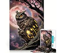 Puzzle Steampunk Gufo nello Spazio da 1000 pezzi per adolescenti, ideale per ricordare, migliorare, rilassare la mente e creare opere d'arte di alta qualità 38x52cm