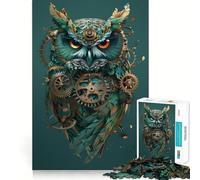 Puzzle Steampunk Gufo per adulti da 1000 pezzi, ideale per rafforzare la memoria, favorire la calma e creare un'atmosfera rilassante, con bordi puliti e oggetti da collezione 50x75cm