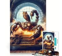 Puzzle Steampunk Gufo Scorpione Macchina da 1000 pezzi per adolescenti, gioco di logica e svago, bordo fine, regalo speciale 50x75cm