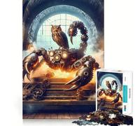 Puzzle Steampunk Gufo Scorpione per Adolescenti, 1000 Pezzi, Gioco di Logica Fine, Passatempo Rilassante, Bordo Preciso, Pezzo da Collezione Artistica 38x26cm