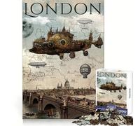 Puzzle Steampunk London da 1000 pezzi per adolescenti, gioco intelligente per momenti di condivisione, immagine da assemblare, opera d'arte 50x75cm