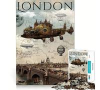 Puzzle Steampunk London da 1000 pezzi per adolescenti, gioco intelligente per momenti di condivisione, immagine da assemblare, opera d'arte 50x75cm