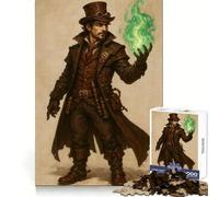 Puzzle Steampunk Mago con Fuoco Verde da 1000 Pezzi per Adulti e Ragazzi, Migliora la Memoria, Leggero, Rilassante, Taglio Preciso, Regalo Splendido 38x26cm