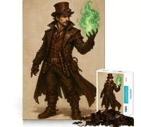 Puzzle Steampunk Mago con Fuoco Verde da 1000 Pezzi per Adulti e Ragazzi, Migliora la Memoria, Leggero, Rilassante, Taglio Preciso, Regalo Splendido 50x75cm