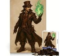 Puzzle Steampunk Mago con Fuoco Verde da 1000 Pezzi per Adulti e Ragazzi, Migliora la Memoria, Leggero, Rilassante, Taglio Preciso, Regalo Splendido 50x75cm