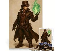 Puzzle Steampunk Mago con Fuoco Verde da 1000 Pezzi per Adulti e Ragazzi, Migliora la Memoria, Leggero, Rilassante, Taglio Preciso, Regalo Splendido 38x52cm