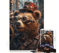 Puzzle Steampunk Orso Animale Adolescenti 1000 Pezzi Gioco Rilassante per Migliorare la Memoria Bordo Preciso Articolo Desiderio di Babbo Natale 50x75cm