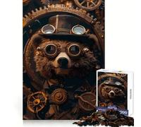 Puzzle Steampunk Orso da 1000 pezzi per adulti, gioco di logica e rompicapo, antistress, taglio preciso, 38x26cm