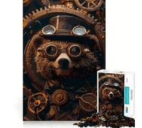 Puzzle Steampunk Orso da 1000 pezzi per adulti, stimola la memoria, divertimento in famiglia, assemblaggio del modello, desiderio di Babbo Natale 38x52cm