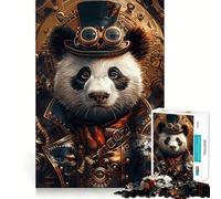 Puzzle Steampunk Panda da 1000 pezzi per adulti e ragazzi, ideale per migliorare la memoria, per un relax leggero e piacevole, con tagli netti e un regalo delizioso 38x52cm
