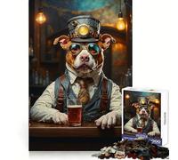 Puzzle Steampunk Pitbull con birra, 1000 pezzi per adolescenti, giocattolo intelligente per la casa, passatempo, taglio preciso, regalo pensato 50x75cm