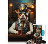 Puzzle Steampunk Pitbull con birra, 1000 pezzi per adolescenti, giocattolo intelligente per la casa, passatempo, taglio preciso, regalo pensato 50x75cm