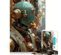 Puzzle Steampunk Robot in Città da 1000 pezzi per adolescenti, gioco intelligente per momenti di condivisione, immagine da assemblare, opera d'arte 38x52cm