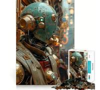 Puzzle Steampunk Robot in Città da 1000 Pezzi per Adulti, Regalo, Gioco per Allenare la Mente, Rilassante, Arte, Assemblaggio, Regalo Indimenticabile 50x75cm