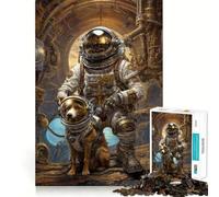Puzzle Steampunk Space Dog ﹨u Astronauta da 1000 pezzi per adolescenti, gioco di logica solido, divertimento rilassante, taglio di precisione, oggetto dei desideri di Babbo Natale 38x26cm