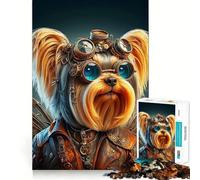 Puzzle Steampunk Yorkie da 1000 pezzi per adulti, gioco di puzzle rilassante e divertente, taglio premium, regalo di compleanno 50x75cm