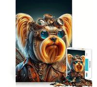 Puzzle Steampunk Yorkie per adolescenti da 1000 pezzi, gioco di logica puro, tranquillo, pulito, decorazione da parete 38x26cm