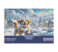 Puzzle stimolante e stimolante sullo Springer Spaniel Inglese: Cuccioli che giocano nella neve per adulti e bambini dai 12 anni in su 38x26 cm/1000 pezzi