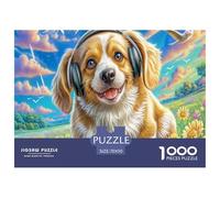 Puzzle stimolante e stimolante Welsh Corgi: cane sorridente con collare blu per adulti e bambini dai 12 anni in su 70x50 cm/1000 pezzi