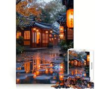 Puzzle "Strada asiatica piovosa con lanterne" per ragazzi, 1000 pezzi, gioco di logica, lento, divertente, taglio perfetto, sorpresa di compleanno (50x75cm)