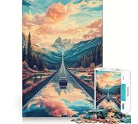 Puzzle "Strada tra le montagne" da 1000 pezzi per ragazzi, gioco di logica fine, facile da usare, bordi precisi, regalo per le festività (38x52cm)