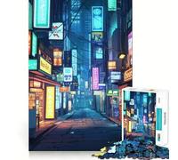 Puzzle Strade cinesi al neon per adulti, 1000 pezzi, gioco per esercizi mentali, relax, design, assemblaggio, (50x75cm)