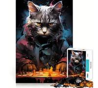 Puzzle strategico del gatto maestro di scacchi da 1000 pezzi per adolescenti, gioco che stimola la riflessione, divertimento tranquillo, taglio preciso, regalo di Natale 38x52cm