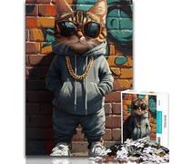 Puzzle Street Cat per adulti e adolescenti, puzzle da 1000 pezzi, aiuta il cervello a esercitare i giocattoli avvincenti per coltivare la pazienza, un'opera d'arte (38x26cm)