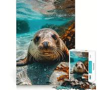 Puzzle subacqueo a forma di foca da 1000 pezzi per adulti, ideale per rafforzare la memoria, per il tempo libero e il divertimento, con bordi di qualità e un regalo elegante (38x26cm)