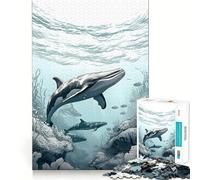 Puzzle subacqueo con balena,1000 pezzi,divertente da giocare,senza sbavature,con pezzi ben tagliati,portatile,ideale per i viaggi (38x52cm)