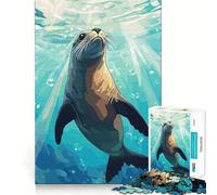 Puzzle subacqueo con leone marino per ragazzi, 1000 pezzi, per rafforzare la memoria, favorire la calma, passatempo di qualità, regalo festivo (38x26cm)