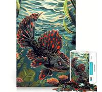 Puzzle subacqueo con pesci rossi e neri, 1000 pezzi, per adulti Un giocattolo intelligente e divertente per tutta la famiglia Taglio preciso, opera d'arte (38x26cm)