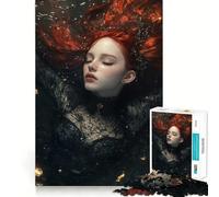 Puzzle subacqueo con soggetto dai capelli rossi per adulti, 1000 pezzi, stimolante per la mente, rilassante, con bordi precisi, pezzo da collezione (38x52cm)