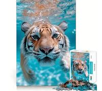Puzzle subacqueo con tigre che nuota, 1000 pezzi, per ragazzi, per rafforzare la memoria, antistress, con bordi lisci, ideale come regalo di Natale 38x26cm
