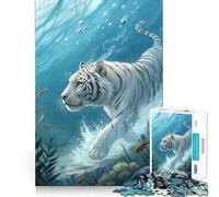 Puzzle subacqueo Tigre Bianca 1000 pezzi da ricomporre,divertente gioco con tecnologia di taglio laser avanzata,giocattolo per le vacanze e l'intrattenimento al chiuso (50x75cm)