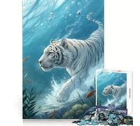 Puzzle subacqueo Tigre Bianca da 1000 pezzi per adolescenti, stimola la memoria, rilassante e divertente, con incastri perfetti, ideale per Natale (38x26cm)