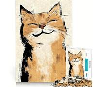 Puzzle Sumi-e con gatto sorridente e acquerello, 1000 pezzi, per ragazzi, gioco stimolante, divertente e rilassante, taglio preciso, regalo di Natale 38x52cm