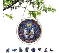 Puzzle Sun Catcher Kit - Acrylic Ghost Hanging Ornament, Decorative Window Artwork | Colorful Light Reflecting Display Piece, Fun Seasonal Craft Decoration Supplies For Women Men Homeowners Apartment