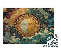 Puzzle SunMoonZodiacArt da 1000 pezzi con mosaico raffigurante il volto del Sole e della Luna, un gioco educativo per adulti. Bellissima decorazione, ideale come regalo di compleanno. 70x50 cm